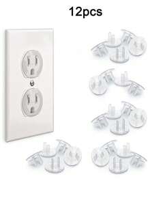 12pcs Baby Safety Electrical Outlet Covers, Prevent Electric Shock, Easy Installation, Reliable Plastic Socket Covers - Multicolor - View 12