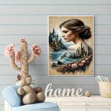 5D DIY钻石画套装 - 城堡与淑女，亚克力钻石艺术马赛克工艺品，客厅、卧室家居装饰，理想礼物，无框 - 查看 9