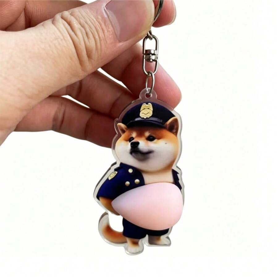 3D Sticker 1pc/2pcs 3D Pug Sleeping Keychain, Multifunctional Clip Decoration Accessory - Black - View 1