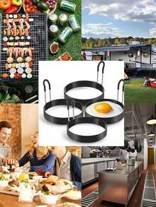 1/2/3pcs Stainless Steel Egg Rings, Non-Stick Frying Pan, Egg Cooking Tools, Round Pancake Molds, Breakfast Pancake Molds, Burger Patty Molds - Multicolor - View 4