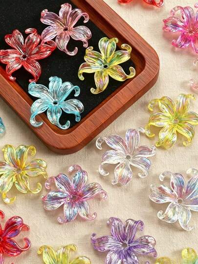 30pcs Gold-Plated Iris Flower Decorative Beads, DIY Craft Supplies For Decorating Pens, Handmade Items, Hair Accessories And Other Unique Accessories