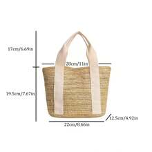 Túi tote bằng rơm thêu tên cá nhân hóa, túi đi biển dệt theo yêu cầu, túi xách mùa hè cho nữ, quà tặng lý tưởng cho phù dâu, túi du lịch mùa hè. - Nhiều màu - Xem 6