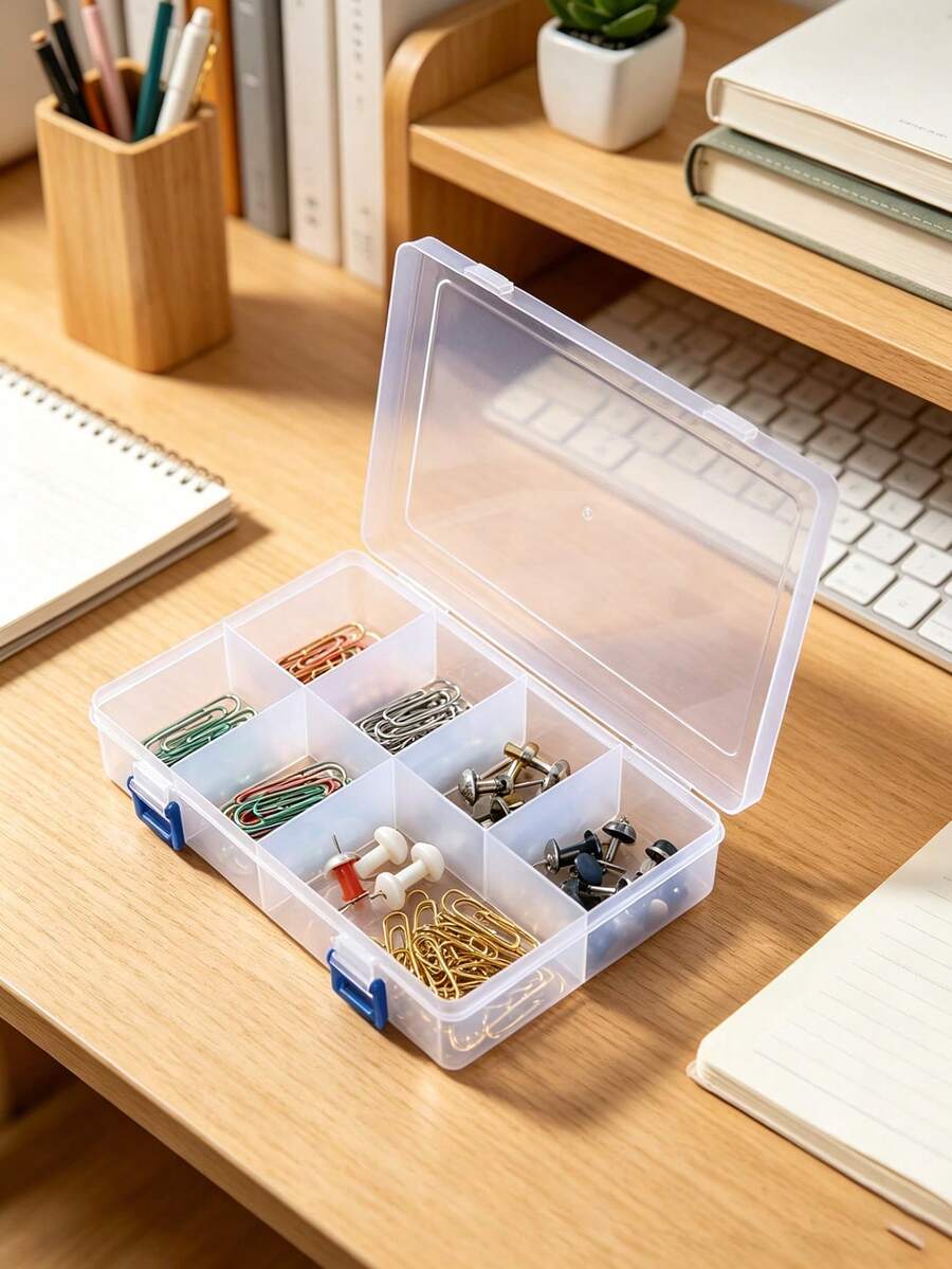 1pc Transparent Plastic Bead Storage Box, Small Craft Organizer Box Suitable For DIY Projects, Can Be Used To Store Earrings, Rings, Jewelry And Nail Art Accessories, Perfect For Organizing Jewelry, Crafts And More, Essential For Back To School And Room Decor - Multicolor - View 1