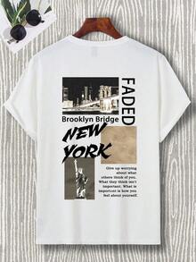 Manfinity RSRT Hombres Camiseta con estampado de slogan - Blanco - Ver 3