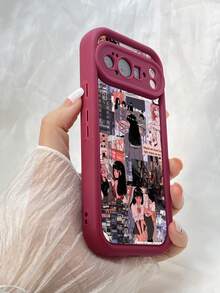 NR167 レトロアニメスタイル,対応するPixel 10 9 8 Pro 9A 8A ケース、対応するiPhone17 16 15 14 13 12 11 Pro Max 7 8 16 15 14 Plus 16e 17e 17 Air ケース、フルカメラ保護ソフト TPU ケース、キャンディカラーエンジェルアイラダーマットシリコン肌に優しいタッチフォンケースカバー（女性＆女の子向け） - バーガンディ - チェックする 2