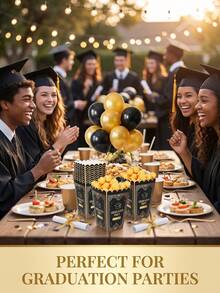 Luxury Black Gold Graduation Popcorn Boxes Elegant Foldable Paper Snack Holder For Grad Party Celebration - Graduation Popcorn Box - View 3
