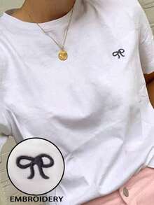 Camiseta de mujer con cuello redondo y bordado de capibara - Camiseta casual de cuello redondo - Camiseta ligera y transpirable apta para todas las estaciones100% Cotton - Blanco 5 - Ver 7