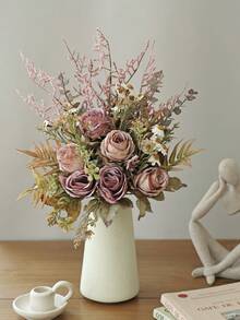 1/3 Bunch Artificial Flowers Silk Peony Bouquet Lavender For Wedding Party Decor, Fake Plants, Spring Autumn Winter Decoration, Room, Desk, Garden Decor, Room Decor Supplies Bridal Bouquet - Autumn Pink - View 4