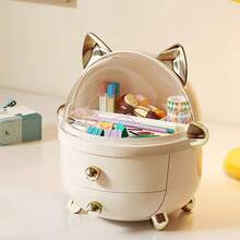 Multi-Layer Drawer Style Cute Cat Desktop Stationery & Cosmetic Storage Box, Suitable For Dorm, Office, Kids - Multicolor - View 7