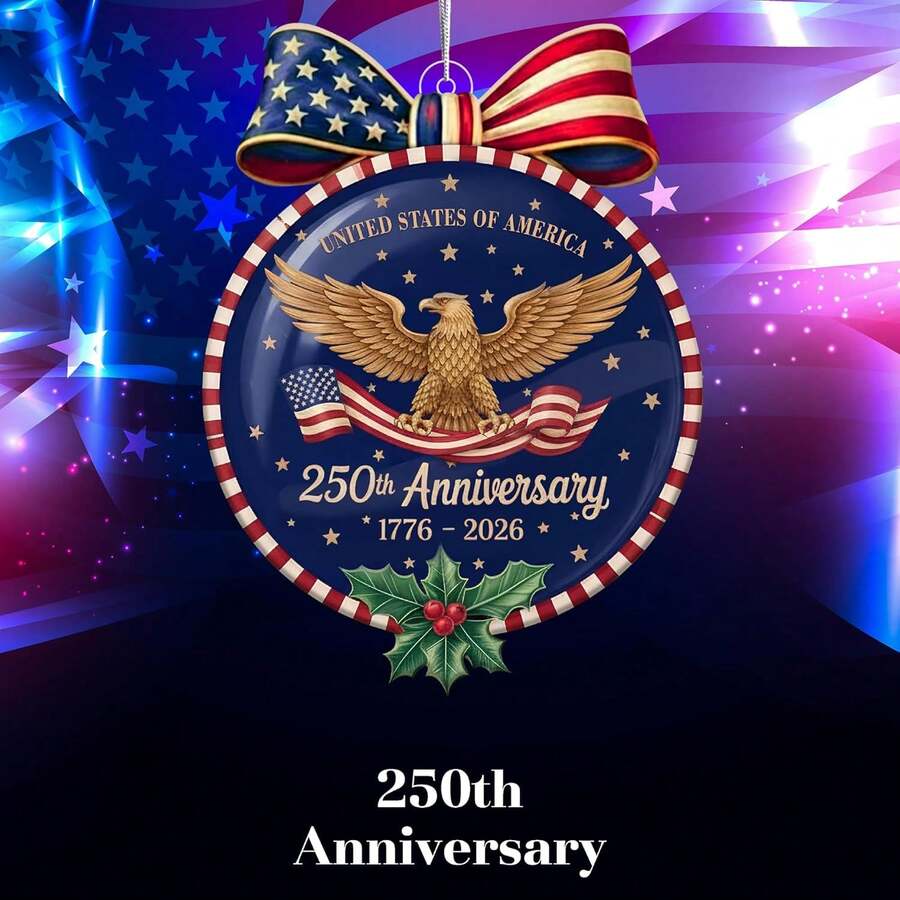 1件美国建国250周年纪念摆件，爱国雄鹰圣诞装饰品，双面印刷亚克力收藏摆件，1776-2026美国建国250周年纪念礼品，适合赠送给美国公民 - 彩色 - 查看 1