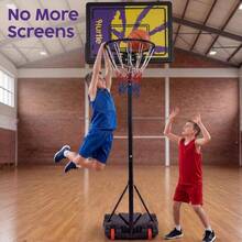 Basketball Hoop Adjustable 5 To FT Portable Basketball Hoop Indoor Outdoor Youth Basketball Hoop With Wheels Driveway Backyard Backboard Blue Yellow - Blue/Yellow - View 2