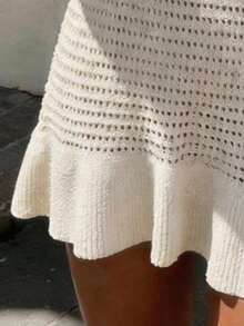 Vestido de punto sin mangas con cuello en V y espalda descubierta, estilo casual de playa y vacaciones de primavera/verano - Albaricoque - Ver 6