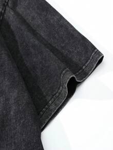 Camiseta de manga corta lavada para hombre YHWH con estampado de pulmones, camiseta casual holgada de color gris oscuro; diseño de patrón único, adecuada para uso diario - Camiseta unisex de algodón holgada de manga corta con cuello redondo de estilo vintage urbano. - Negro - Ver 5