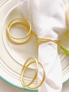 24/12/8/6/3/1 Golden Circle Napkin Rings, Simple Metal Double Circle Napkin Holder For Man&Woman, Reusable Family Gathering, Banquet, Minimalism Buckles For Table Setting, Party Holiday Supplies - Double Ring Napkin Buckle - View 18