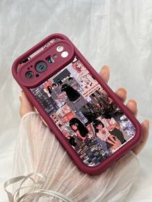 NR167 レトロアニメスタイル,対応するPixel 10 9 8 Pro 9A 8A ケース、対応するiPhone17 16 15 14 13 12 11 Pro Max 7 8 16 15 14 Plus 16e 17e 17 Air ケース、フルカメラ保護ソフト TPU ケース、キャンディカラーエンジェルアイラダーマットシリコン肌に優しいタッチフォンケースカバー（女性＆女の子向け） - バーガンディ - チェックする 5