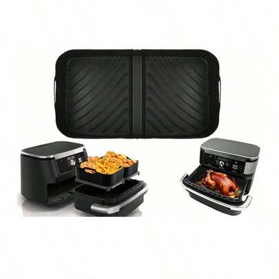 1pc Silicone Air Fryer Liners For AF500 Dual Basket, Reusable Heat-Resistant 220℃ Air Fryer Pot Liner, Non-Stick, Dishwasher , For 10.4L Dual Zone Air Fryer Accessories