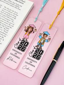 Customized Photo Face Outline Graduation Bookmark, Customized Multi-Color Tassel, Customized Text, Personalized 2026 Graduate Gift, Acrylic Graduation Souvenir, Fun Graduation Photo Gift - Multicolor - View 2