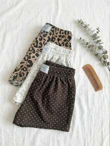 Set de 3 shorts casuales con estampado de lunares, estampado de leopardo claro y estampado de leopardo marrón oscuro, de tela tejida, adecuados para uso diario, set de shorts con estampado de camuflaje, adecuados para el uso diario, citas, fiestas, otoño/invierno/verano, Navidad, Año Nuevo, Acción de Gracias, fiestas, bodas, playa, ceremonias de graduación, moda, elegante, casual, salidas, citas, reservas, viajes, brillante, Día de San Valentín, elegante, vacaciones, casual, Y2K, salidas, ceremonias de graduación y otras ocasiones. - Multicolor 7 - Ver 3