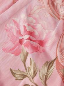 Vestido ajustado de malla con volantes y estampado floral para mujeres, vestidos elegantes para mujeres, ropa de mujer, vintage, ropa hippie, vestido para baile de máscaras - Rosa - Ver 8
