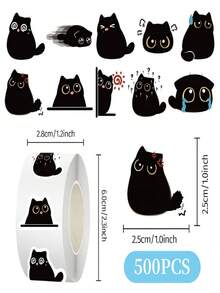 500张黑色猫咪可爱主题圆形贴纸，展现各种可爱黑猫的姿态，以黑色为主色调，适合装饰手账、猫咪主题工艺品、水瓶贴纸，以及贴在手机壳、平板电脑保护套、笔记本电脑保护套上。 - 黑貓 - 查看 9