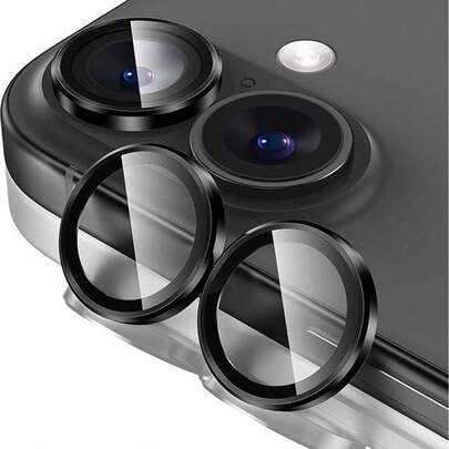 Camera Lens Protector Compatible With [ IPhone 17, 16 & 16 Plus ] 9H Tempered Glass & Aluminum Cover, HD Clear, Easy Installation Kit - Black