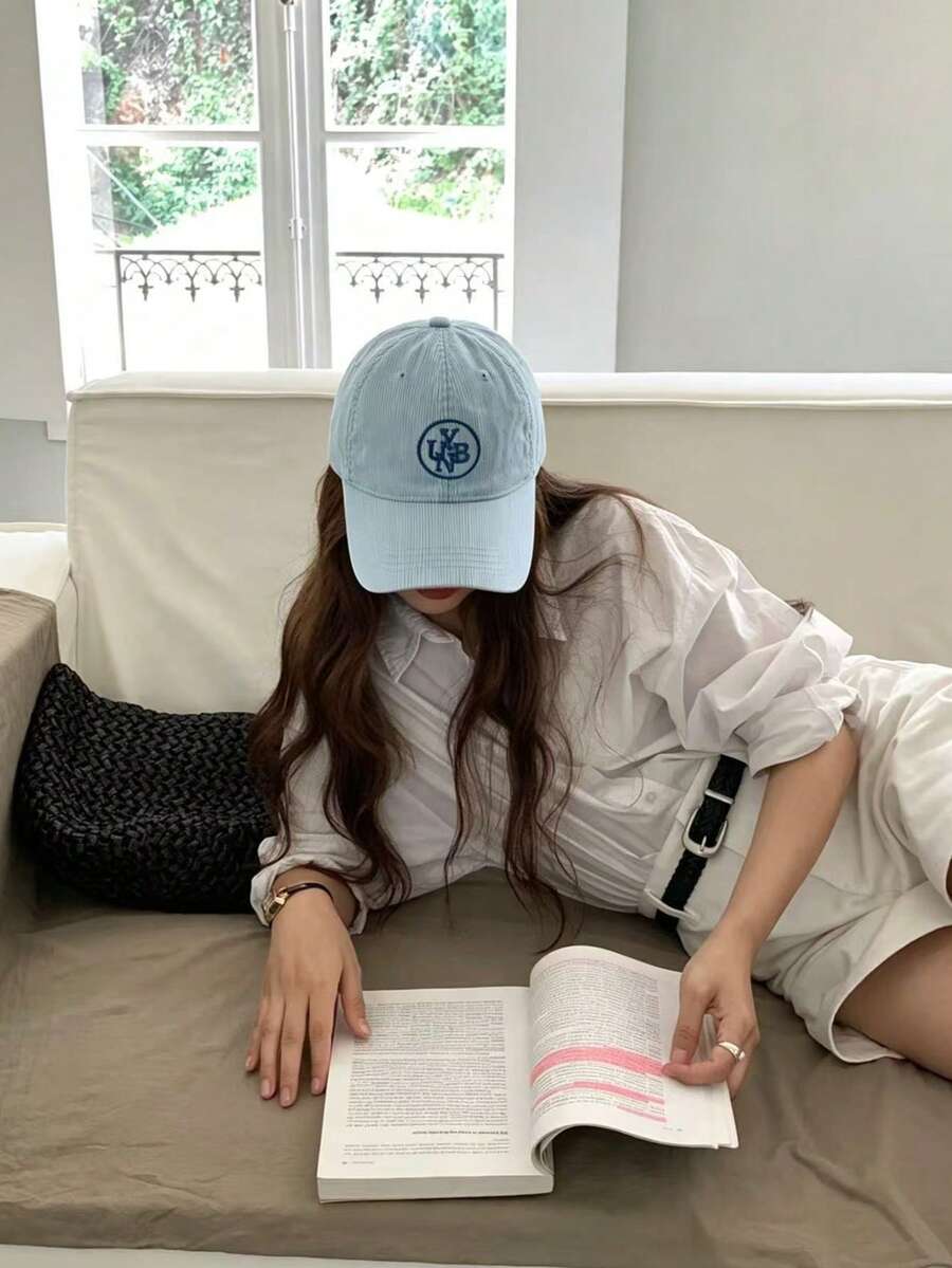 女士软冠复古水洗刺绣棒球帽，夏季新款字母刺绣鸭舌帽，春夏修脸防晒帽