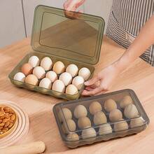 Caja de almacenamiento de huevos de 10/15 rejillas, caja de plástico transparente portátil para mantenimiento fresco de huevos, contenedor de almacenamiento para refrigerador, herramienta de cocina - B1 - Ver 2