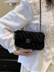 2026 New Green Diamond Quilted Chain Shoulder Bag, Mini Cute Crossbody Bag, Small Square Bag, Underarm Bag, Business Women Casual Fashion Commuter Bag, Suitable For Work, Shopping, Dating, Travel, Vacation, Students, Women Daily Use - Black - View 7