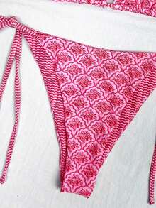 Random Floral Print Bikini Set For Beach Vacation - Rosa 3 - View 4