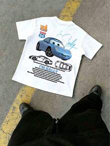 Disney Unisex Cars Sally Carrera "I Am Sally" Graphic Loose T-Shirt, Comfortable Tapered Road Trip Crew Neck Short Sleeve Streetwear Top. - trắng - Xem 3