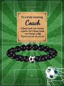 1Pc Charm Football Sports Bracelet, Suitable For Athletes, Sons, Brothers, Coaches, Birthday, Graduation Season Gifts, Elastic Design Team Spirit Gift, Suitable For Football Matches - Multicolor - View 11