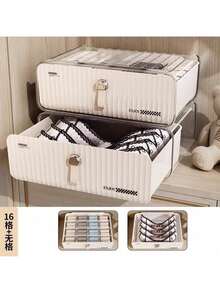 [3-In-1]Underwear Storage Box, Drawer Type, Bra, Panties, Socks Storage, Divided Box, Large Capacity, Fabric, Home, Dormitory, Closet Organization - View 8