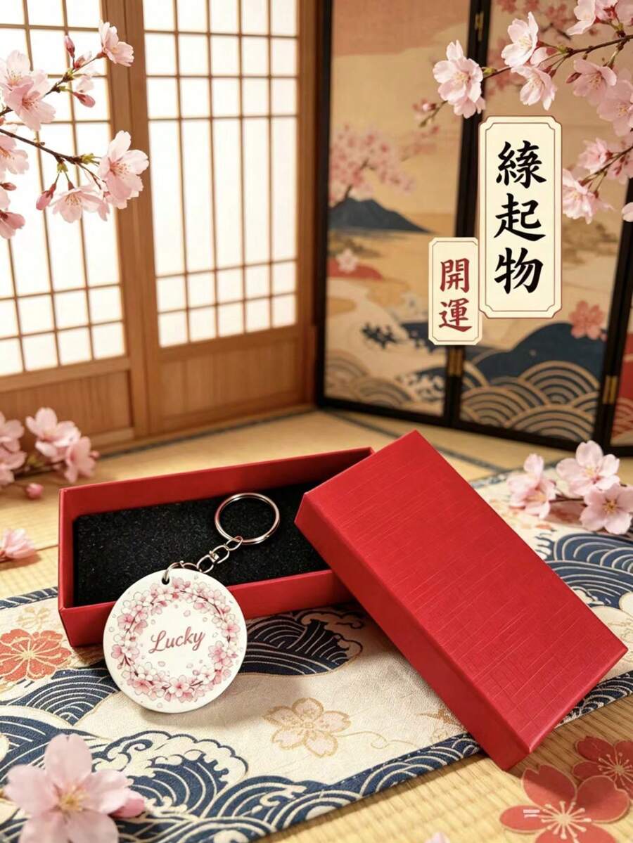 日式樱花祝福钥匙扣套装，幸运符吊坠礼盒 - 禮盒套裝 - 查看 1