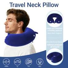 Travel Pillow With Removable Large Hood, Memory Foam Neck Pillow For Airplane, Car, Train Travel Sleeping And Rest, With Soft Cover Blue - Màu xanh lam - Xem 4