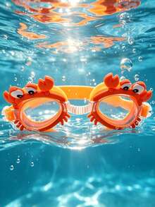 1 Stück süßes Krabben Design Schwimmbrille für Kinder, beschlagfrei und wasserdicht, hochwertige Augenschutz, verstellbarer Silikonriemen, geeignet für Jungen und Mädchen Schwimmbad Strand Wasserspiele - Verschiedenfarbig - Übersicht 2