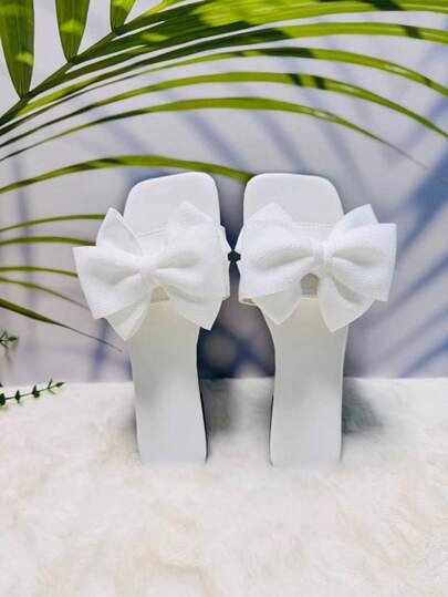 Women's Summer 2026 Pu Leather Square Toe Flat Plus Size Sexy Slip-On Sandals Fashion White Ladies Sandals Match Dress Valentines