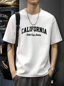 Men's T-Shirt, 100% Printed, Comfortable And Simple, Solid Color, Casual Style - Black - View 8