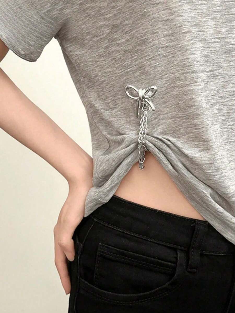 Two Strip-Shaped Clips For Jeans, Featuring Heart-Shapedlooped Sequins, Are Designed To Prevent The Pants From Sliding - Multicolor - View 1