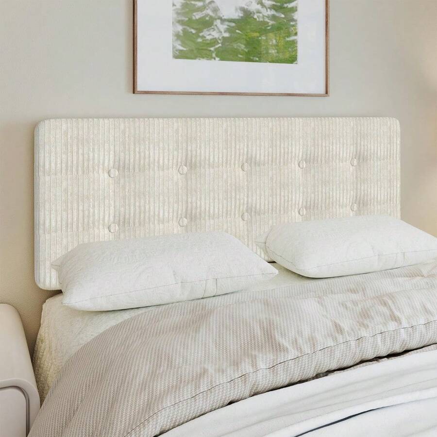 Peel & Stick Upholstered Headboard Twin Size - Easy Self-Adhesive Fabric Headboard With Soundproof Wall Panels - Channel Tufted, Wall Mounted, No Tools Installation For Bedroom(Beige) - 米色 - 查看 1
