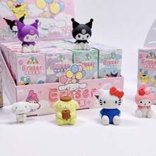 SANRIO 1/5/10/24个卡通系列盲盒惊喜3D橡皮擦，学生学习文具铅笔橡皮擦 - 节日派对圣诞礼物奖品（随机图案） - 彩色 - 查看 3