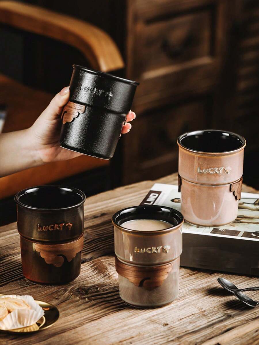 1pc Ceramic Cup, Suitable For Tea, Coffee, Milk, Juice, Suitable For Home, Kitchen, Restaurant, Living Room, Gift, Wedding, Party, Birthday - Multicolor - View 1