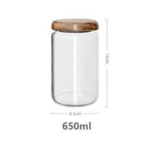 KEMORELA-contenedor de almacenamiento de alimentos transparente, tarro redondo de madera de Acacia para té, aperitivos de frutas secas, tarro de almacenamiento sellado de vidrio para cocina - L - Ver 9