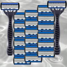 6-Layer Men's Razor Set With Multiple Ultra-Sharp Blades - Ergonomically Designed For Effortless Shaving 6-Layer Stainless Steel Razor Head,Replaceable Beard & Mustache Grooming Tool With Handle - Multicolor - View 10