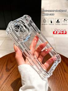 2pcs - Transparent Minimalist Soft Phone Case Compatible With IPhone 17 Pro Max, 16, 15, 14 And 13 Series - Clear - View 34