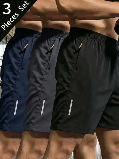 Bộ 3 quần short thể thao ngoài trời dáng rộng thoải mái cho bé trai tuổi teen, thoáng khí, thích hợp cho mùa xuân, hè và thu.