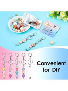 Bộ 20 móc khóa hạt cườm tự làm thủ công, mặt dây chuyền dễ thương (5 thanh móc khóa hạt cườm + 5 móc khóa + 5 túi + 5 thẻ) - Nhiều kiểu dáng - Xem 5
