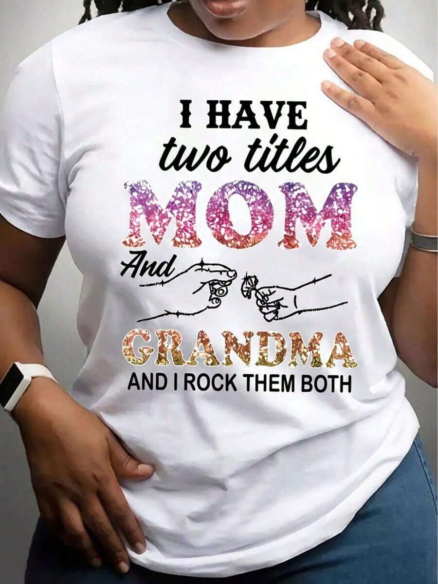 Playera de mujer con estampado de "Mamá/Abuela", blusa casual de manga corta y cuello redondo con la inscripción "Mamá", ideal para primavera y verano, atuendo informal para el Día de la Madre, lavable a máquina, cómoda de llevar, adecuada para mamá y abuela, uso diario casual. - Blanco - Ver 1