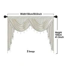 1pc White European Style Minimalist & Elegant Curtain, Festive Atmosphere With Pearl Trim, Suitable For Living Room, Bedroom Windows And Door Decor - White - View 17