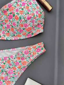Conjunto de traje de baño para mujer, minimalista y elegante en magenta + multicolor, traje de baño casual y versátil para resort de playa - Multicolor 5 - Ver 11