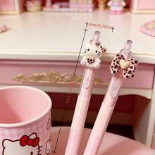 Bộ 5/10 bút bi gel KT Cat 0.5mm ngẫu nhiên, màu hồng nữ tính, bút bấm, viết trơn tru, nhanh khô, không làm hỏng giấy, thích hợp để ghi chú, viết nhật ký, ghi nhớ văn phòng, làm quà tặng hoặc sử dụng cá nhân. - Bộ - Xem 3